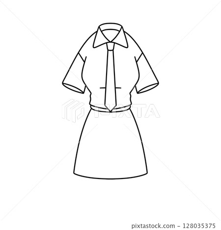 A woman is wearing a dress and a tie A woman is wearing a dress and a tie 128035375