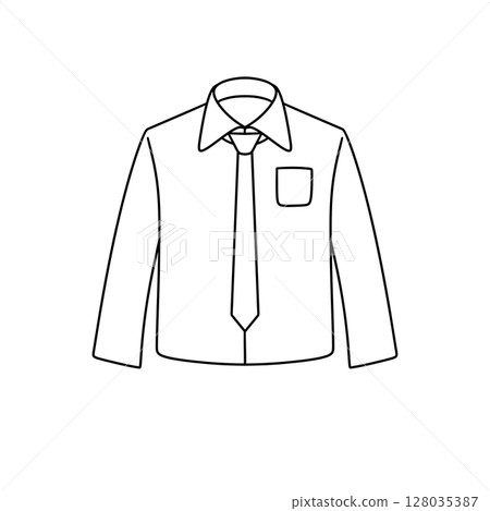A white shirt with a tie and a pocket A white shirt with a tie and a pocket 128035387