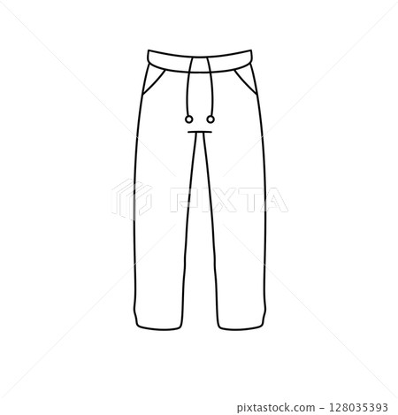 A pair of pants with a zipper pocket A pair of pants with a zipper pocket 128035393