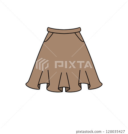 A brown skirt with a ruffle on the bottom A brown skirt with a ruffle on the bottom 128035427