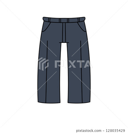 A pair of blue pants with a belt A pair of blue pants with a belt 128035429