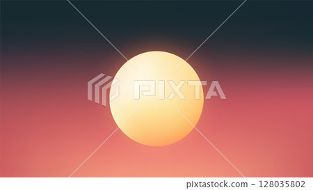 sun moon glowing orb with dramatic teal red gradient sky serene atmospheric background celestial nature landscape art illustration concept for sunset sunrise themes 128035802