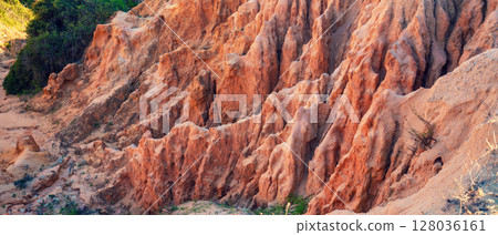 Rocky seascape in the Algarve region in the Atlantic Ocean, Portugal, Europe. Horizontal banner Rocky seascape in the Algarve region in the Atlantic Ocean, Portugal, Europe. Horizontal banner 128036161