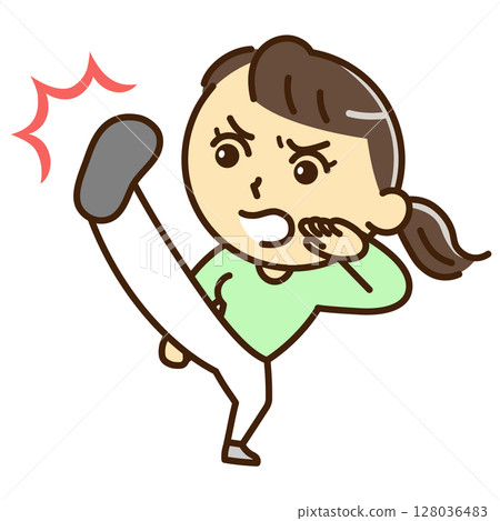 Woman kicking Woman kicking 128036483