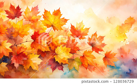Autumn Maple Leaves AI Generation Background 128036729