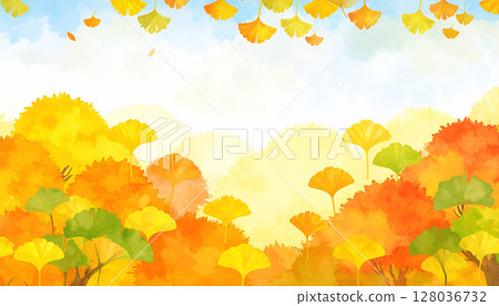 秋季銀杏AI生成背景 秋季銀杏AI生成背景 128036732