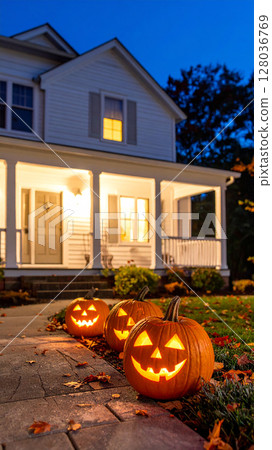 Halloween pumpkin AI generation background 128036769