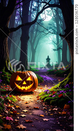 Halloween pumpkin AI generation background 128036770
