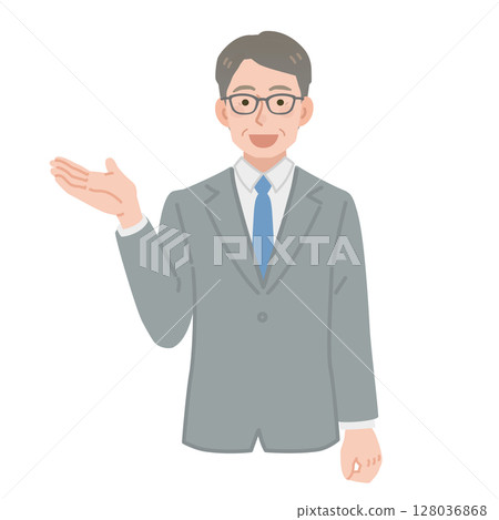 一位中年商人指路的插圖 128036868