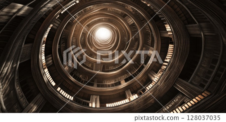 Abstract Spiral Wooden Structure Design Architecture Background Image 3d art dark form brown light Abstract Spiral Wooden Structure Design Architecture Background Image 3d art dark form brown light 128037035