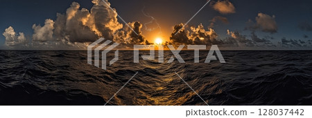 Dramatic Ocean Sunset Golden Cloudscape Seascape Dramatic Sky Stunning View Breathtaking Nature Dramatic Ocean Sunset Golden Cloudscape Seascape Dramatic Sky Stunning View Breathtaking Nature 128037442