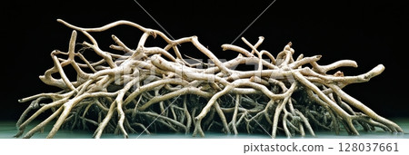 Intricate Mangrove Roots Nature Photography Dark Background Detailed Abstract art sea tree wood wild 128037661