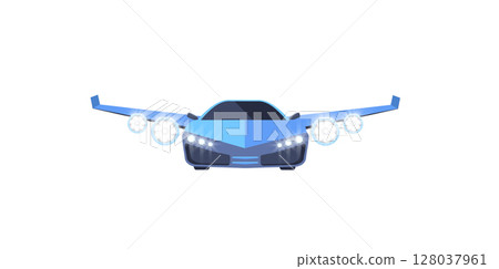 Flying car on a white background.Future technologies.Super high speed machine.illustration . 128037961