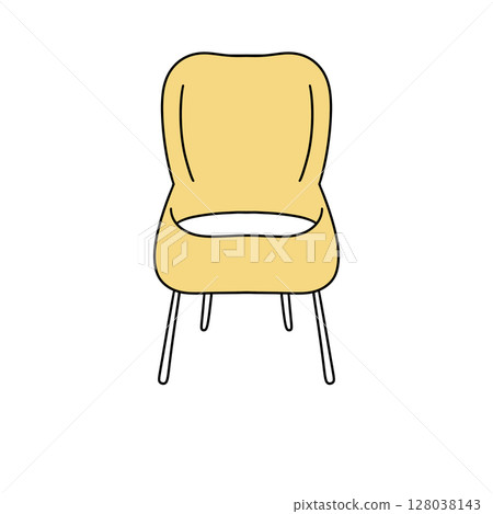 A yellow chair with a white cushion 128038143