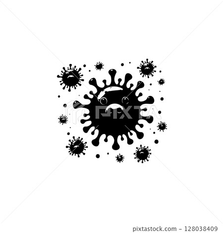 Illustration of Coronavirus with Sad Expression, Representing the Global Health Crisis Illustration of Coronavirus with Sad Expression, Representing the Global Health Crisis 128038409