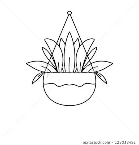 A potted plant with a hanging stem is shown in a white background A potted plant with a hanging stem is shown in a white background 128038452