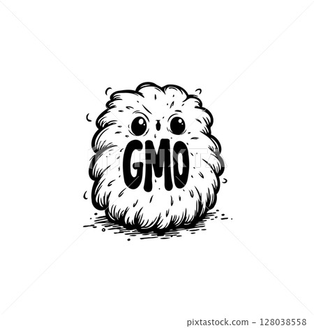 Cute gmo monster with expressive eyes illustration on white background 128038558