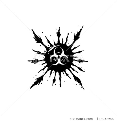 Biohazard Symbol with Splatter Effect:...-插圖素材 [128038600] - PIXTA圖庫