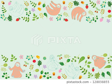 懶人、樹葉和果實的溫馨畫面 1 128038855