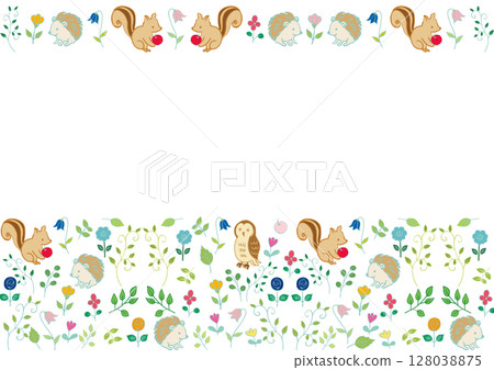 Scandinavian style forest animals and flowers frame 2 128038875