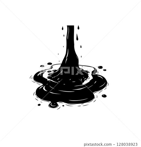 Dramatic Black Liquid Spill Illustration: A Symbol of Industry and Pollution Dramatic Black Liquid Spill Illustration: A Symbol of Industry and Pollution 128038923