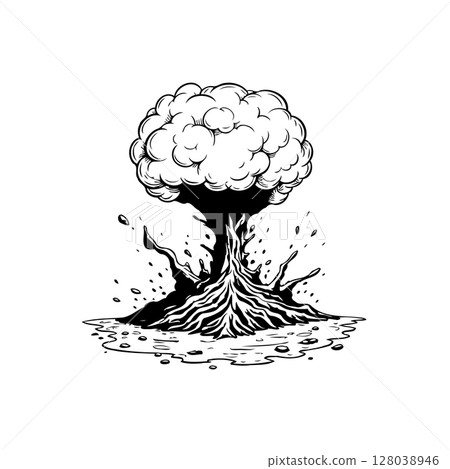 Stylized monochrome depiction of a tree, showcasing a unique and artistic impression Stylized monochrome depiction of a tree, showcasing a unique and artistic impression 128038946