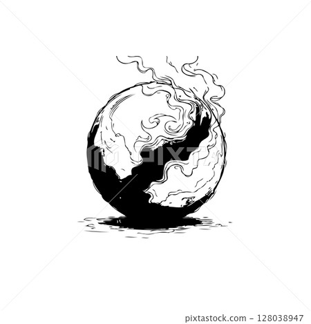 Abstract depiction of a world in peril, symbolizing environmental concerns and destruction Abstract depiction of a world in peril, symbolizing environmental concerns and destruction 128038947