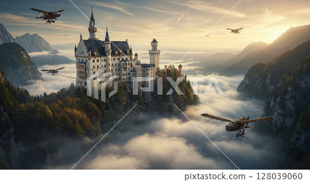 漂浮在雲海的新天鵝堡 128039060