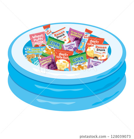A plastic pool filled with sweets 128039073