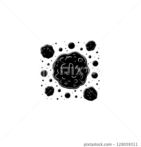 Abstract black and white vector illustration of cosmic objects and meteors design Abstract black and white vector illustration of cosmic objects and meteors design 128039311