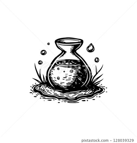 Elegant potion bottle illustration conveying mystery and alchemic transformation Elegant potion bottle illustration conveying mystery and alchemic transformation 128039329
