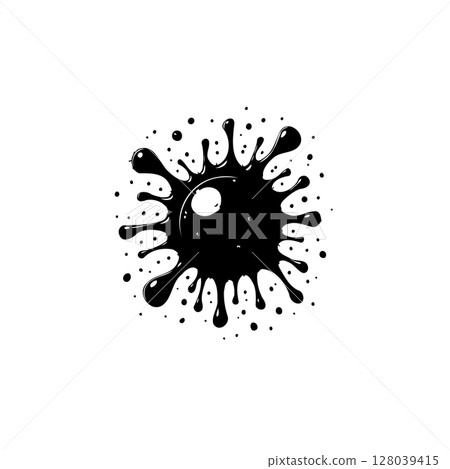 Abstract Black Ink Splatter Isolated on White Background: A Vector Graphic Illustration Abstract Black Ink Splatter Isolated on White Background: A Vector Graphic Illustration 128039415