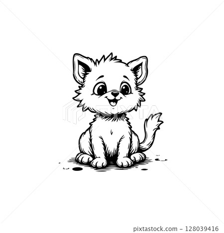 Adorable cartoon kitten illustration: A charming design for children's projects Adorable cartoon kitten illustration: A charming design for children's projects 128039416