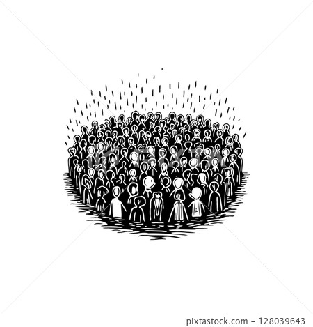 Abstract Crowd Illustration: Diverse Group of People Gathered Together in Unity 128039643