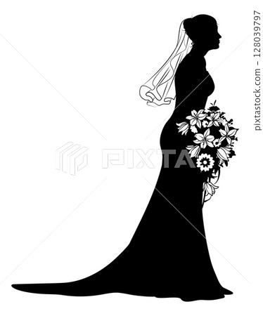 Bride Bridal Wedding Dress Silhouette Woman Design Bride Bridal Wedding Dress Silhouette Woman Design 128039797