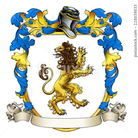 Coat of Arms Crest Lion Heraldic Knight Shield Coat of Arms Crest Lion Heraldic Knight Shield 128039833