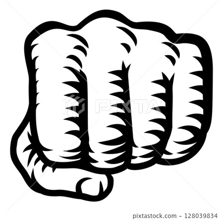 Fist hand vintage woodcut retro tattoo style 128039834