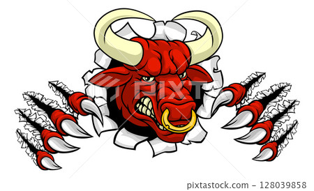 Bull Minotaur Longhorn Monster Cow Mascot Cartoon Bull Minotaur Longhorn Monster Cow Mascot Cartoon 128039858