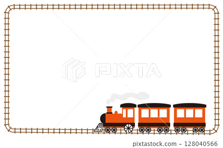 紅色機車和鐵軌的插圖框架背景資料 紅色機車和鐵軌的插圖框架背景資料 128040566