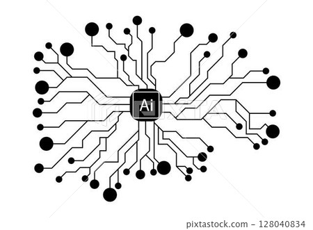 illustration of physics and Technology, Artificial intelligence is intelligence demonstrated by machines, artificial intelligence systems are powered by machine learning, AI's brain illustration of physics and Technology, Artificial intelligence is intelligence demonstrated by machines, artificial intelligence systems are powered by machine learning, AI's brain 128040834