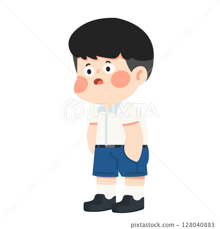 Illustration of Schoolboy Looking Worried Illustration of Schoolboy Looking Worried 128040883