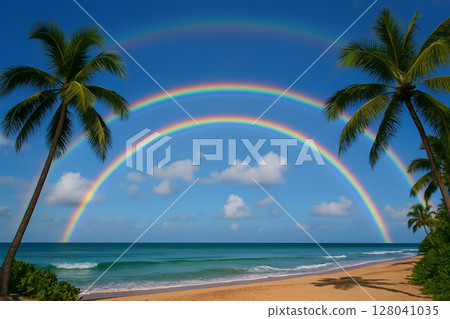 熱帶天空有三道彩虹 128041035