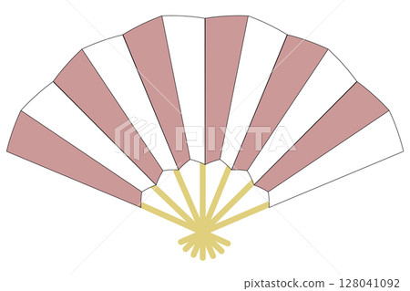 Simple fan illustration material - azuki bean color, dull purple, icon on white background, vector png 128041092
