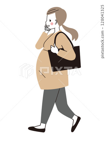 A pregnant woman working enthusiastically A pregnant woman working enthusiastically 128041325