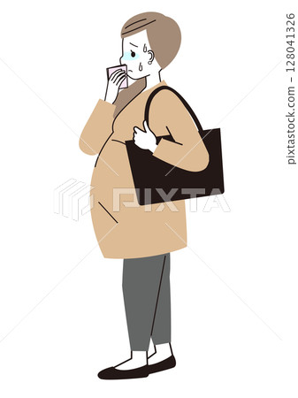 A pregnant woman feels sick during her commute 128041326