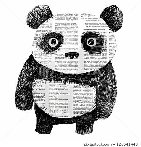 報紙剪裁的熊貓 報紙剪裁的熊貓 128041448