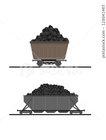Train coal wagon with freight and cargo stock illustration 128041465