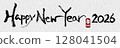 新年賀卡新年快樂基本令和8 2026毛筆書法日本紙橫幅 128041504