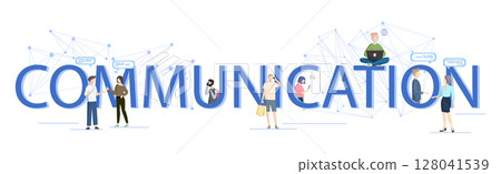 Communication concept panoramic web template for advertising - Vector 128041539