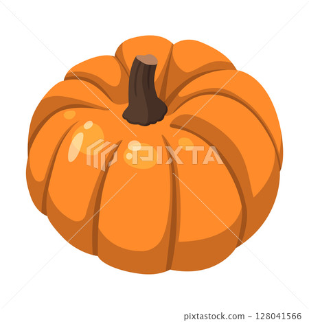Realistic big orange pumpkin on white background - Vector Realistic big orange pumpkin on white background - Vector 128041566
